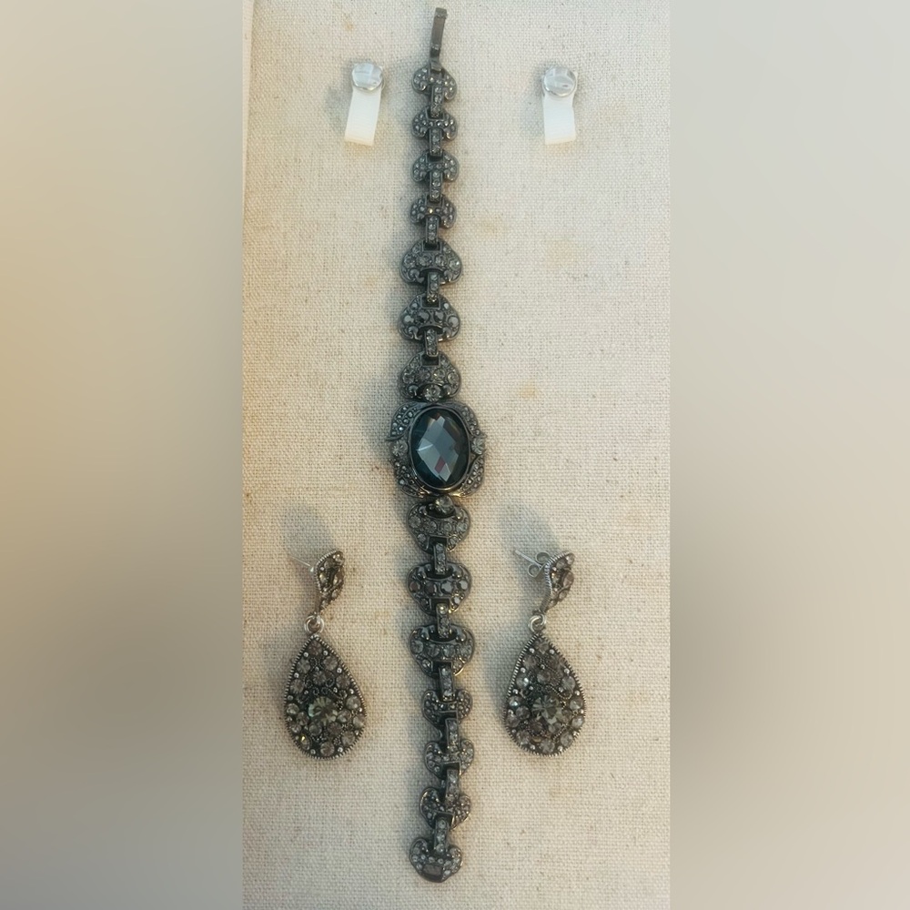 Bittersweet- Black Stone Bracelet and Earring Set